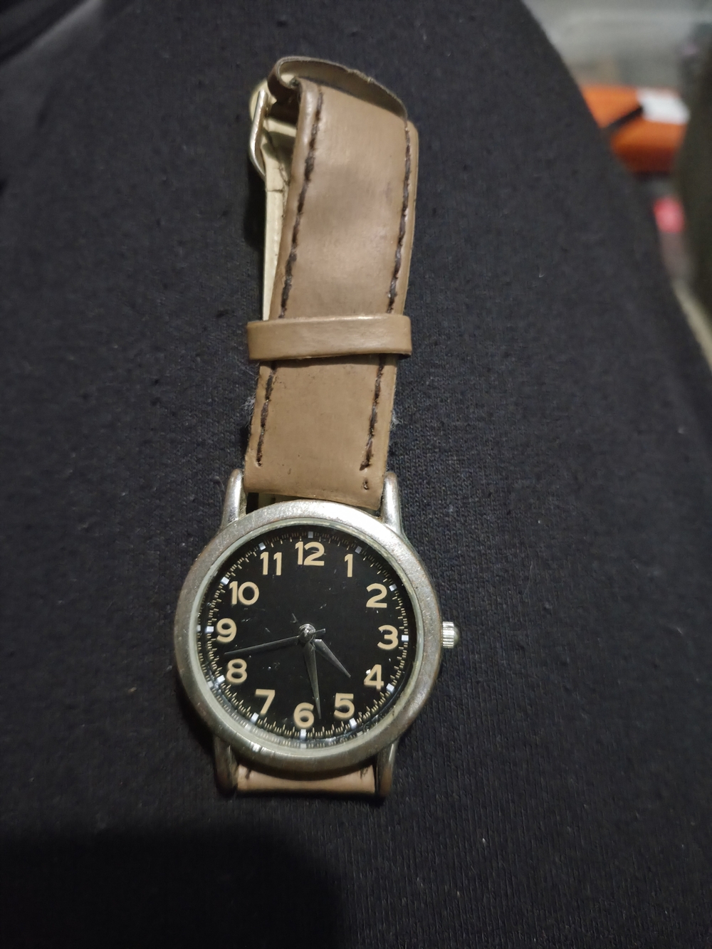 Classic Black Dial Women's Watch with Tan Leather Strap